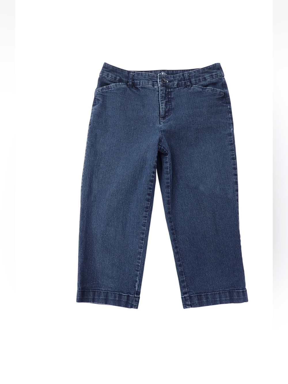 St Johns Bay Capri Jeans Womens 6 Blue Mid Rise Straight Leg Stretch Denim Pants